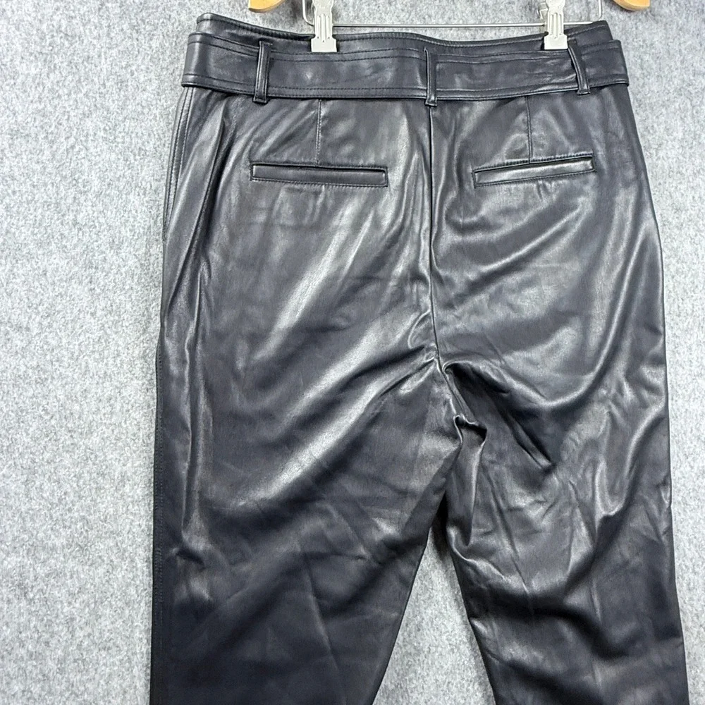 Loft Brown Faux Leather Straight Leg Pants 10 High Rise Minimalist Streetwear